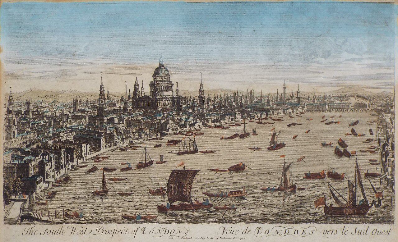 Print - The South West Prospect of London. Veue de Londres vers de Sud Ouest.